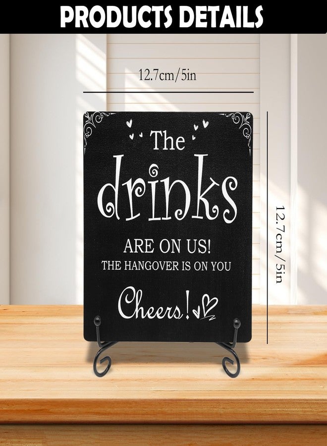 CYUXING Bar Sign Bar Table Decoration, The Drinks Are on Us! Cheers! Gifts for Colleagues, Bosses and Besties, Pubs Decorations Desk Table Accessories for Bridal Shower Wedding Shower Home Set - Image 2